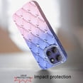 thumbnail image 4 of For Motorola Moto G Stylus 5G 2025 Fashion Flower Design Sparkle Glitter Shimmer Rhinestone Bling Floral Accents, Leather Texture TPU Cover, XPM Phone Case [Light Blue /Light Pink], 4 of 10
