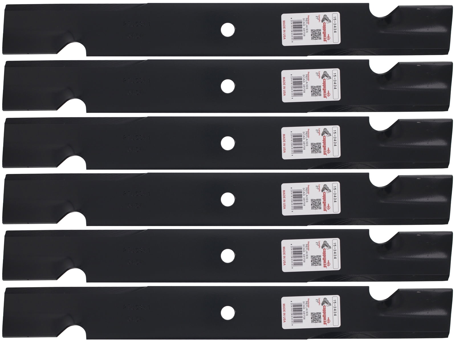 6 Rotary® Blades for Bobcat® 11211103 Giant Vac® 0788 61" Deck