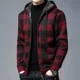 thumbnail image 2 of Suéter de punto con cremallera para hombre, ropa a cuadros, cárdigan, sudaderas con capucha, cremallera, grueso, invierno, rojo, tops, jerséis, casuales, elegantes, baratos y calientes, 2 of 5