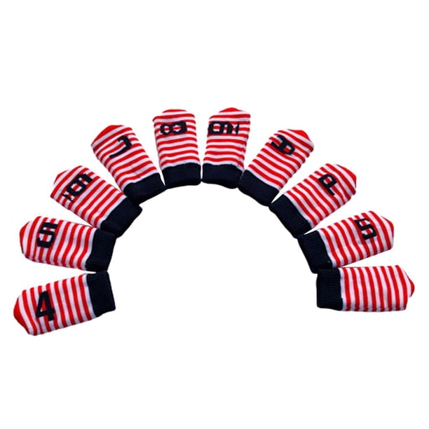 10x Cubierta de la cabeza del club de golf Sunnimix Protector de hierro Bordado rojo 10x5cm