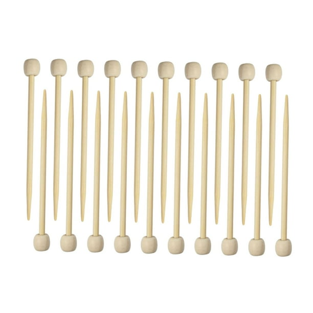 Agujas de tejer de bambú de 6 mm, puntiagudas, de madera carbonizada, para tejer, de bambú. 20 piezas
