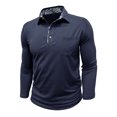 thumbnail image 4 of Yusimy Mens Spread Collar Long Sleeve Shirt Contrast Placket Button Pullover Classic Casual Golf Tennis Active Daily Wear, 4 of 6