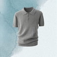 thumbnail image 3 of Polo Shirts for Men Summer Solid Casual Cable Knit Collared Short Sleeve Dress Shirts, 3 of 4
