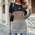 thumbnail image 2 of Womens Color Block Patchwork Tunic Tops Crewneck Long Sleeve Dressy Casual T Shirts Loose Comfy Basic Fall Blouses Tops, 2 of 6