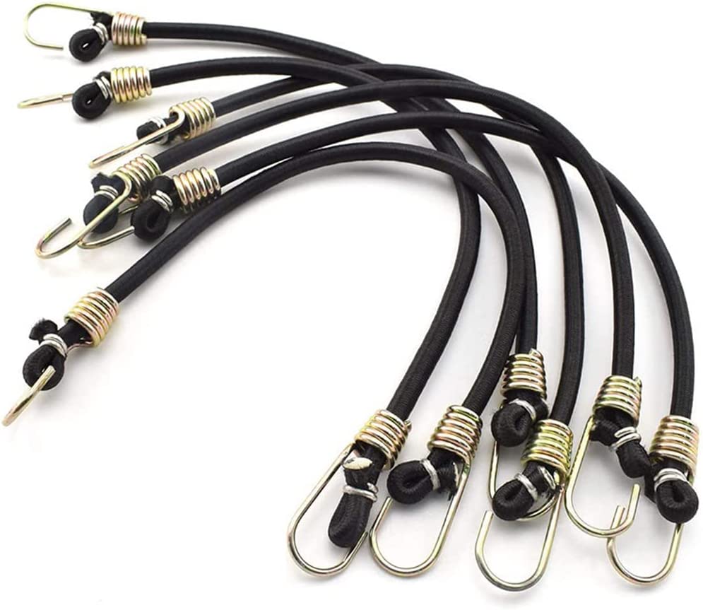 10 PCS Short Bungee Cords with Hooks,Elastic Bungee Cords Black Elastic
