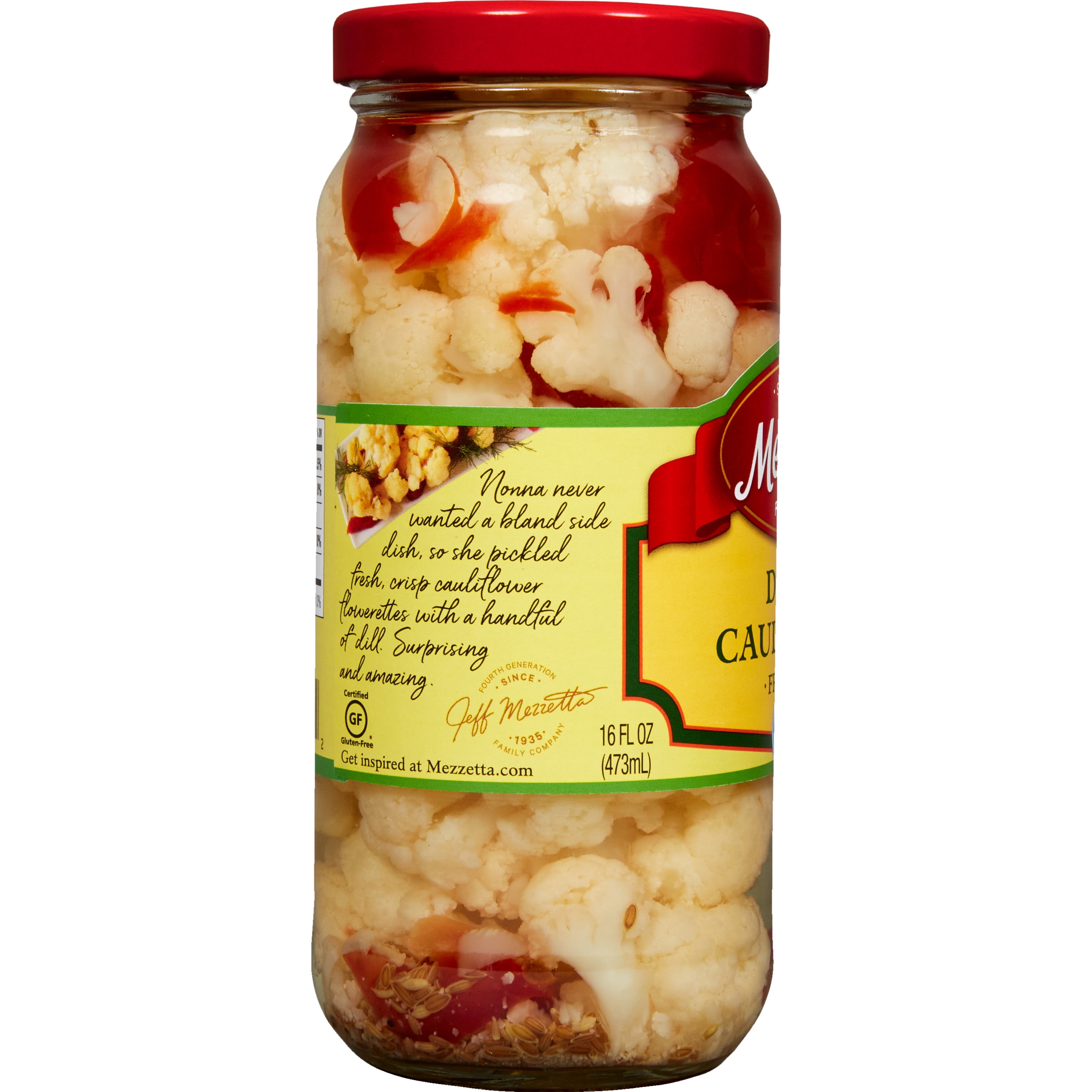 (4 pack) Mezzetta Dilled Cauliflower Fresh Pack Mild, 16 fl oz Jar