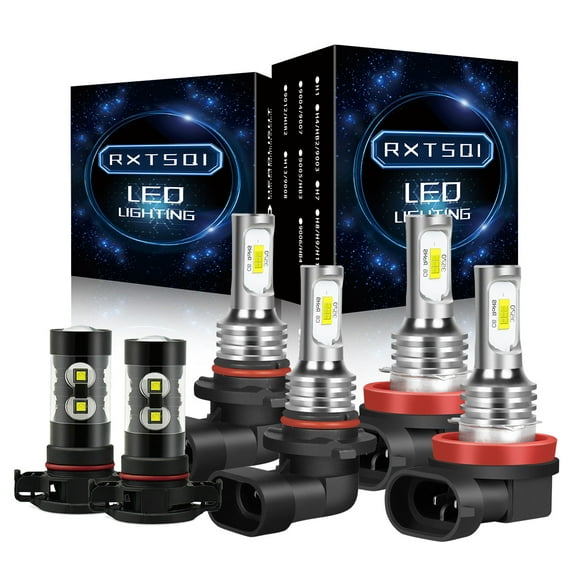 6x Combo 9005 H11 LED Headlight Bulbs + Fog Light 5202 for GMC Sierra 3500 HD 2017-2020 White,3570