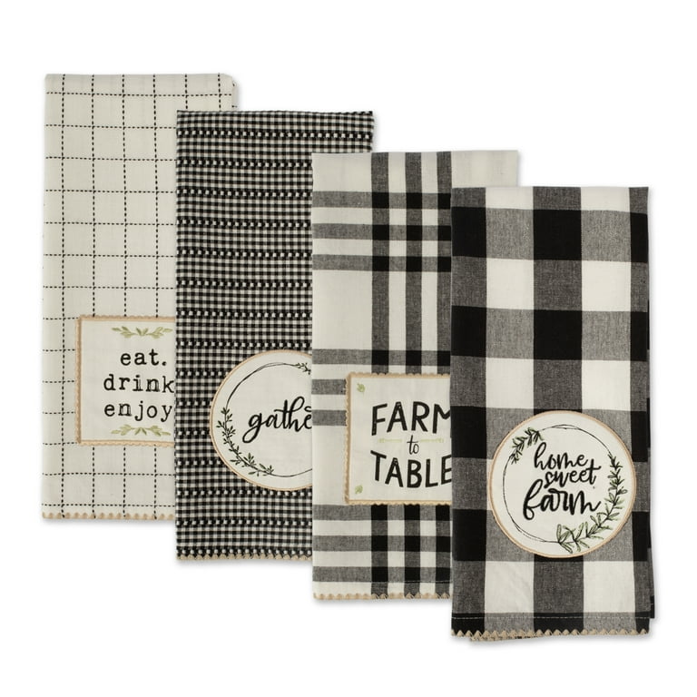 DII Home Sweet Farmhouse Kitchen Textiles, 18x28, Assorted, 4