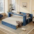 thumbnail image 3 of LHYY Queen Size Daybed with Removable Desk,Storage Drawers Hydraulic Side Table,Blue, 3 of 11