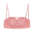thumbnail image 3 of CAROOTU Strapless Lace Drawstring Bandeau for Daliy Push up Sponge Bra with Detachable Strap for Wedding, 3 of 7