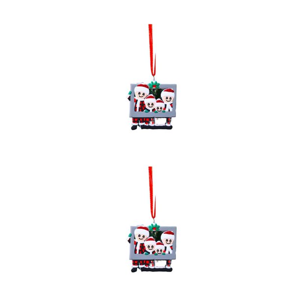 Cateissary Colgante colgante Decoración de Navidad Suministros de vacaciones Accesorios para el hogar Artesanía Tamaño compacto Marco de fotos 4 personas 2piezas