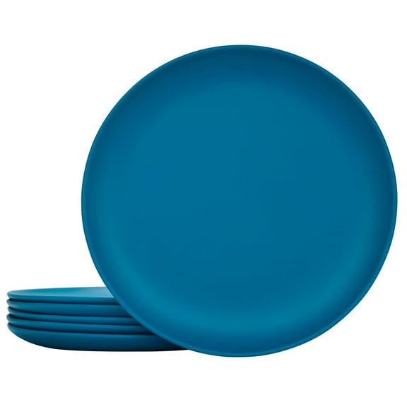 TP 10" Melamine Dinner Plates, 6-piece Plate Set Unbreakable Serving Dishes for Indoors and Outdoors, Dishwasher Safe, Blue