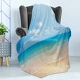 thumbnail image 4 of Ocean Soft Flannel Fleece Throw Blanket, Dreamy Hot Tropical Sea Coast with Soft Waves and Sunny Sky Landscape Nature Life, Cozy Plush for Indoor and Outdoor Use, 50" x 70", Cream Blue, by Ambesonne, 4 of 5