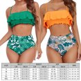 thumbnail image 3 of Naiovety Traje de baño dividido para mujer, traje de baño con volantes y tirantes Chinlon, ropa interior estampada para vacaciones, traje de playa, Deportes acuáticos Verde SG Naiovety OD021142-04, 3 of 6