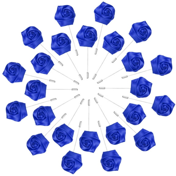Uxcell 24-Pack Flower Lapel Pins for Men, Rose Boutonnieres Pin Groom Boutonnieres for Wedding/Dance/Party [Sapphire Blue]