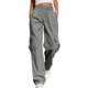 thumbnail image 5 of TaTaai Women Solid Color Loose Fit Cargo Pants Straight Leg Long Pants With Pockets Lightweight Breathable Soft Fabric Machine Washable No Fading Daily Outdoor Street Wear Gift, 5 of 9