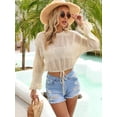 thumbnail image 2 of BeautyIn Knitted Bikini Beach Sunblock Shirt Draw Rope Short Plus Size Smock Woman, 2 of 6