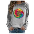 thumbnail image 2 of Floleo Clearance Fall Clothes For Women Women's Casual Loose Round Neck Long Sleeve Sunflower Print Top Blouse T-shirt Gray, 2 of 5