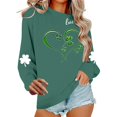 thumbnail image 7 of Mifsaly Womens St Patricks Day Sweatshirt Shamrock Graphic Long Sleeve Shirts Crewneck Heart Print Loose Dressy Casual Blouse Irish Festival Green Outfits L, 7 of 7