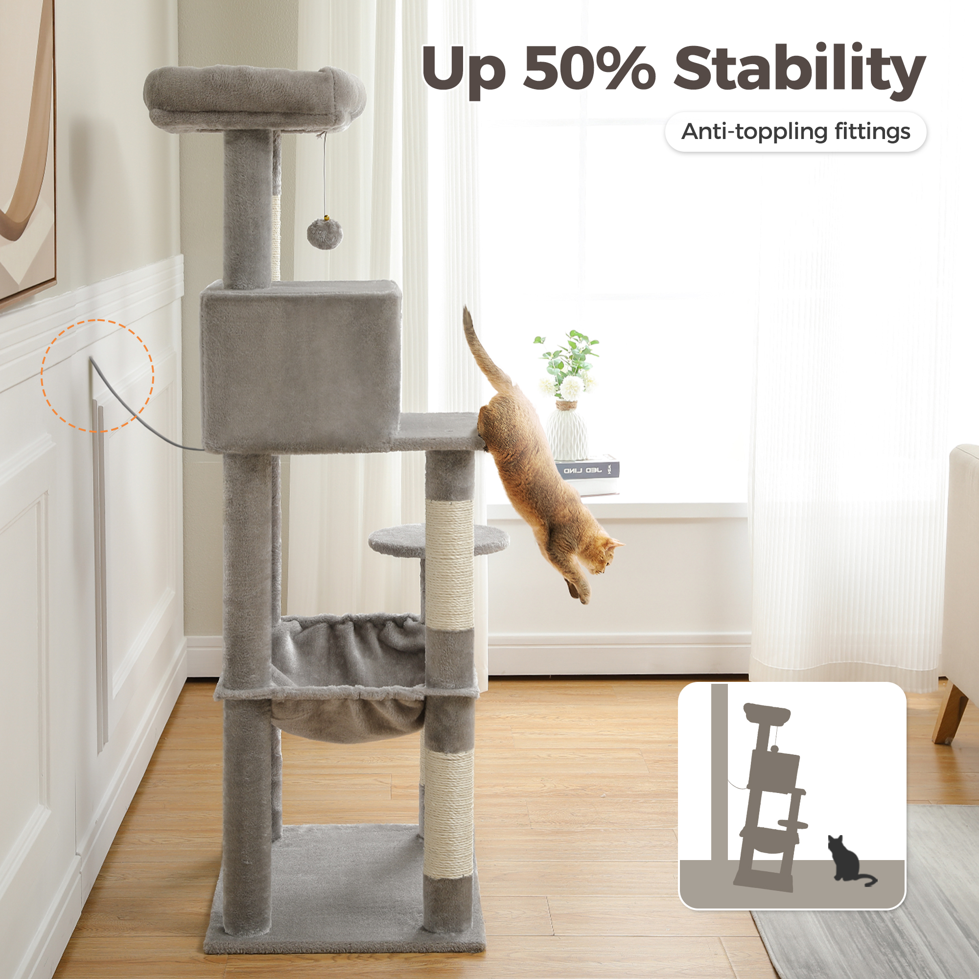 Pawz Road 56" Multi-Level Cat Tree Tower for Large Cats photo 7