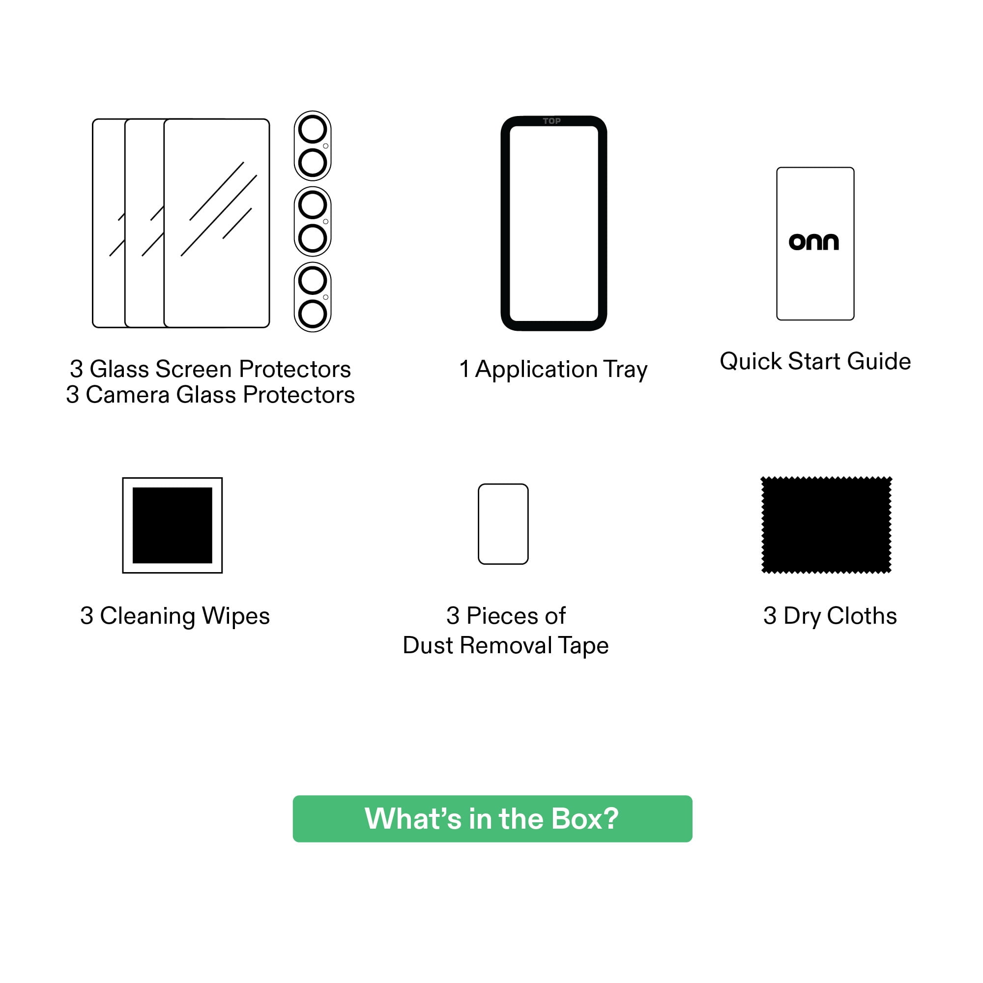 onn iPhone 16 Glass Screen Protector (3 Pack) and Camera Glass Screen Protector (3 Pack)