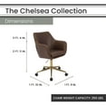 thumbnail image 3 of Hanover Chelsea Tufted Office Chair in Faux Brown Leather with Adjustable Gas Lift Seating and Wheels, 3 of 7