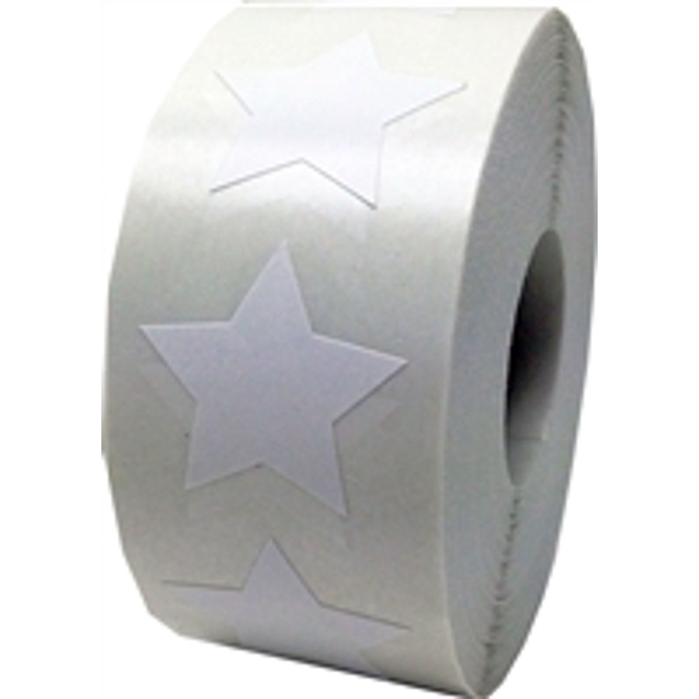White Star Stickers, 1 Inch in Size, 500 Labels on a Roll