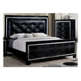 thumbnail image 2 of Contemporary Crocodile Textured Details Padded Tufted Leatherette HB Eastern King Size Bed Dresser Mirror Nightstand 4pc Set Black Finish Bedroom Furniture, 2 of 9