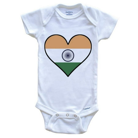 

Indian Flag Baby Bodysuit - Cute Indian Flag Heart - India Baby Bodysuit 0-3 Months White