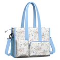 thumbnail image 2 of Teacher Tote Bag,Pioneer Flower Floral Print Pattern Teacher Utility Tote Bag,Large Work Tote Bags for Women with Multiple Pockets,Top Zipper Closure,13.8x10.6x6.7 Inch, 2 of 5