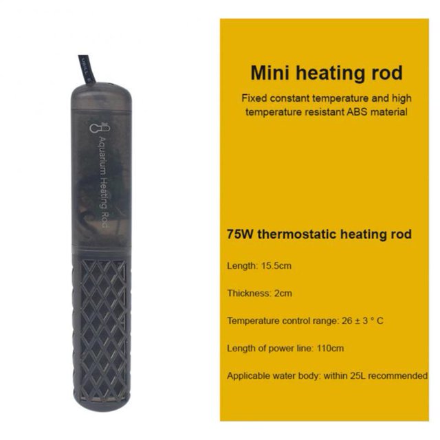 Aquarium Mini Heater Energy Saving Fish Tank Automatic Temperature Insulation Rod Heating Temperature Controller 30W 50W 75W He Qiyong unisex