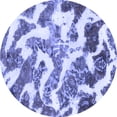 thumbnail image 1 of Ahgly Company Machine Washable Indoor Round Abstract Blue Modern Area Rugs, 3' Round, 1 of 4