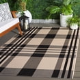 thumbnail image 2 of Safavieh Courtyard Benjamin Plaid Indoor/Outdoor Area Rug, Black/Bone, 5'3" x 5'3" Square, 2 of 17