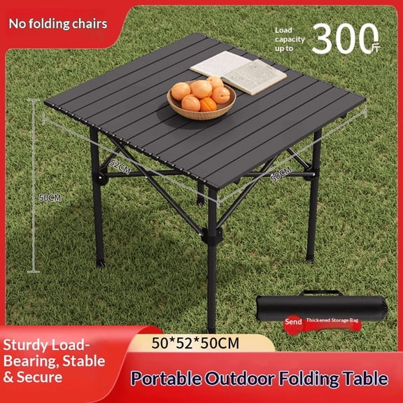【2026 Trendy】3-4 Person Portable black Table50*52*52cm, Explorer Folding Camping Table & Chairs, Outdoor Egg Roll Picnic Table