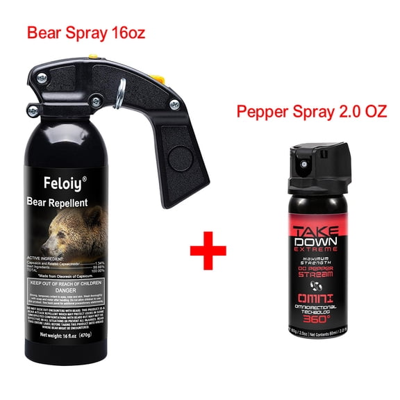Feloiy Bear Repellent 16 oz Bear Spray with Pepper Spray 2.0 oz