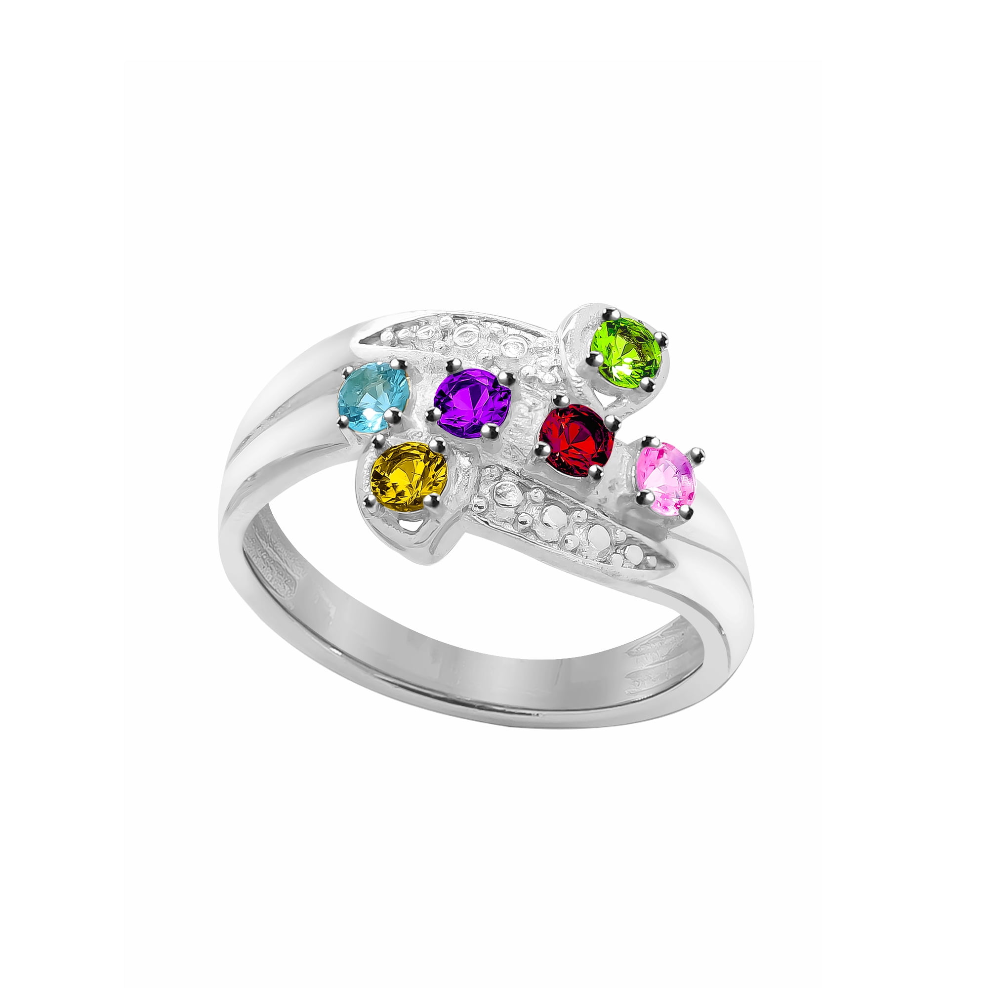 Laser Engraved Family Ring with Up to Five Birthstones