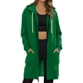 thumbnail image 2 of Lumtrix Long Hoodies for Women Zip Up Fleece Oversized Long Sleeve Sweatshirts Fall Winter Warm Hoodie Dress with Pockets Green 2XL, 2 of 6