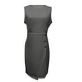 thumbnail image 5 of Honeeladyy Women Fashion Summer Sleeveless Casual Solid Round Neck Knee-Length Women's Dress Dresses for girlfriend, 5 of 6
