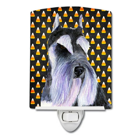 Caroline's Treasures SS4270CNL Schnauzer Candy Corn Halloween Portrait Ceramic Night Light, 6x4x3", multicolor