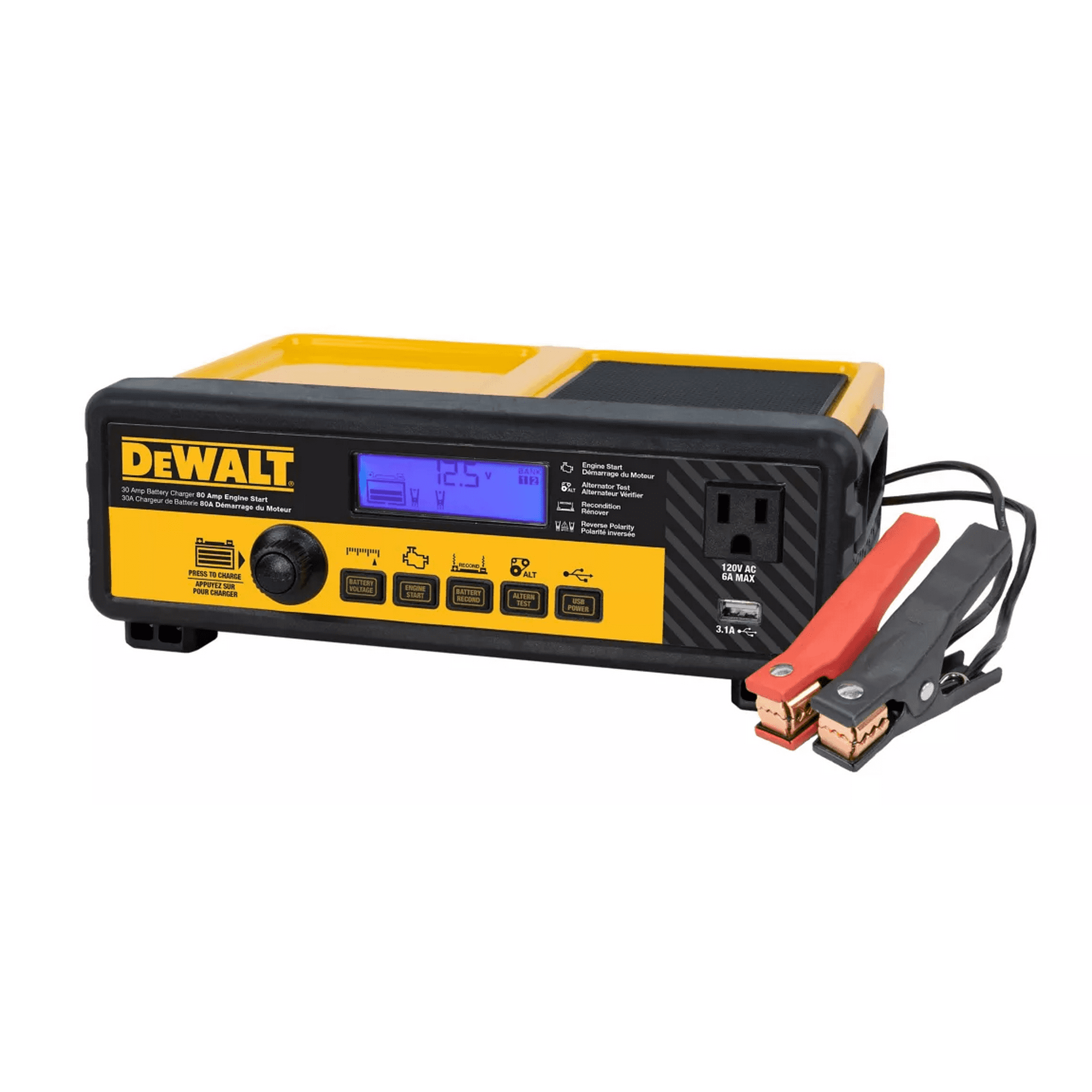 DEWALT DXAEC801BCA Battery Charger Maintainer 30 Amp 12V with 80 Amp Engine Start Walmart