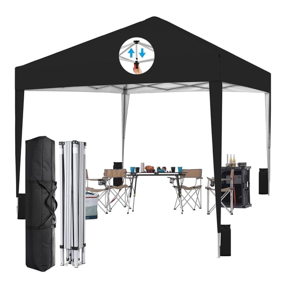 SANWAY 10x10 Pop Up Canopy Tent, One Button Setup, Instant Portable for Outdoor Events, Parties & Camping with Waterproof and UPF 50 , Black