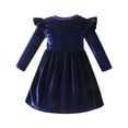 thumbnail image 2 of IBTOM CASTLE Toddler Baby Girls Velvet Tutu Dress Pageant Party Gown Kids Fall Winter Ruffle Long Sleeve Princess Christmas Birthday Party Wedding Evening Dress 18-24 Months Navy Blue, 2 of 8