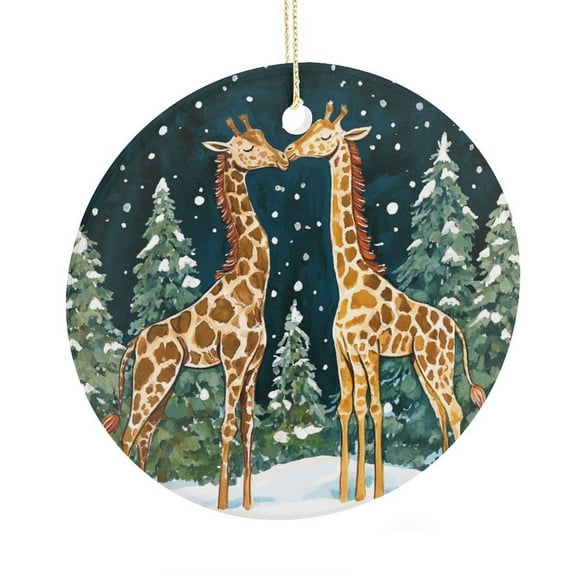 Giraffes in Love Christmas Tree Ornaments Giraffe Gifts for Giraffe Lovers Ornaments for Christmas Tree Ceramic Ornament Xmas Tree Decor