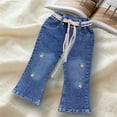 thumbnail image 6 of Girls Denim Pants Casual Fashion Elastic Waist Jeans Spring Summer Flare Trousers with Pockets Kids Clothes Girls Size 2-8, 6 of 6