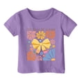 thumbnail image 1 of PMVFHDE T-Shirts Mignons Basiques pour Filles Hauts Tendance pour Filles T-Shirts pour Filles Mode Décontractée Imprimé Col Rond Manches Courtes T-Shirt Violet, 3-4 Ans, 1 of 4