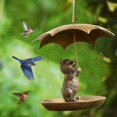 thumbnail image 6 of Animal Bird Feeder With Umbrella Squirrel Gardening Animal Statues Garden M0d2 Hanging Feeders Ornament Decoration, 6 of 8