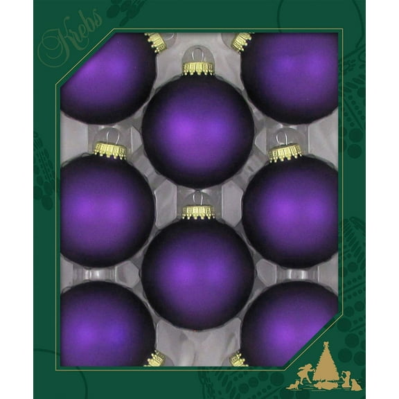 Christmas By Krebs 2 5/8" (67mm) Seamless Glass Ornament [8 Pieces], Decorated Designer Heirloom (Velvet Prism Violet Purple)