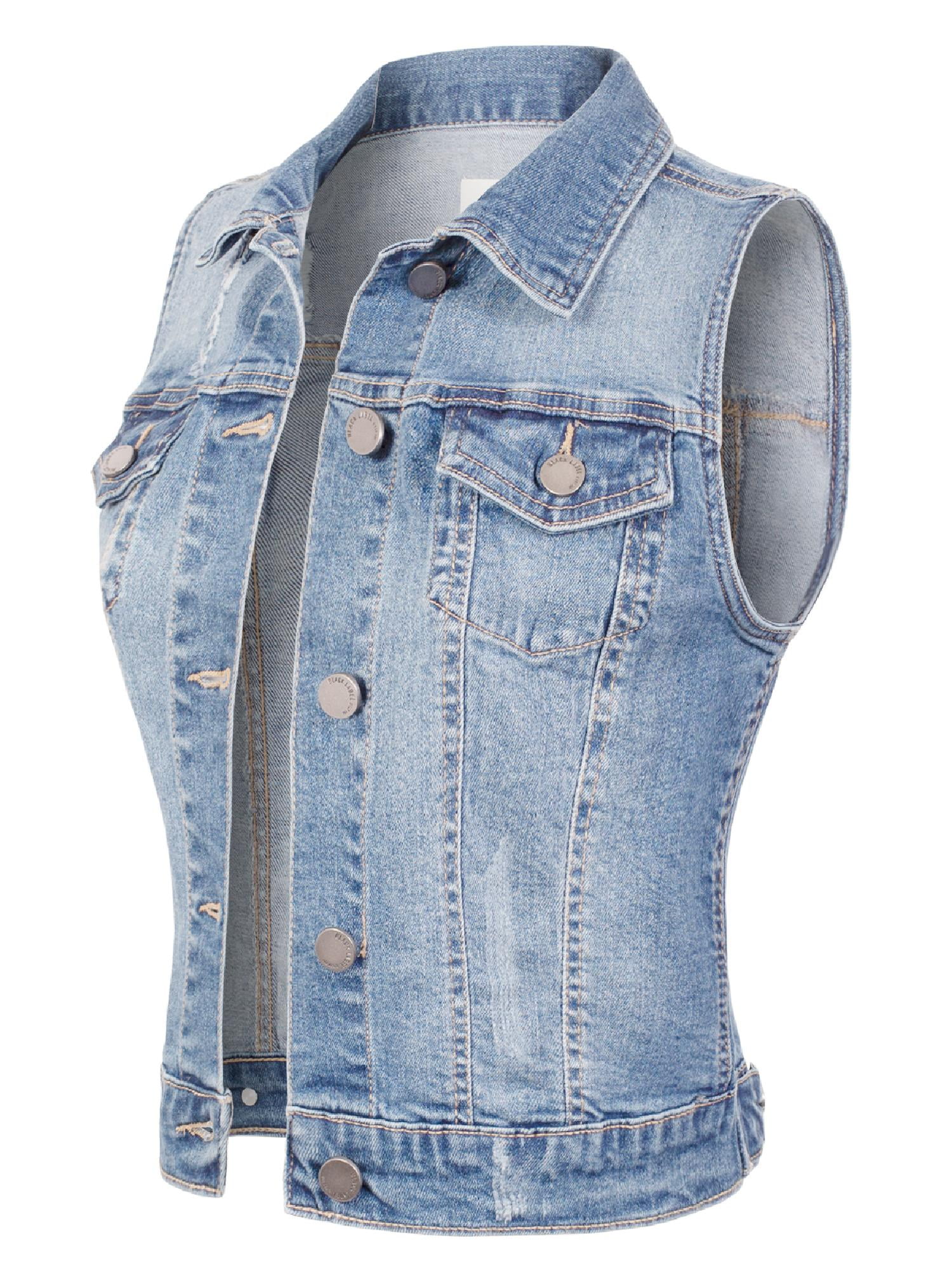 sleeveless denim vest womens