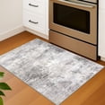 thumbnail image 3 of iOhouze Throw Rug with Rubber Backing Abstract Small Area Rugs 2x3 Washable Rugs Non Slip Low Pile Soft Printed Faux Wool Door Mat for Entrance Entryway Foyer Kitchen Bedroom, Ash Grey/Beige, 3 of 10
