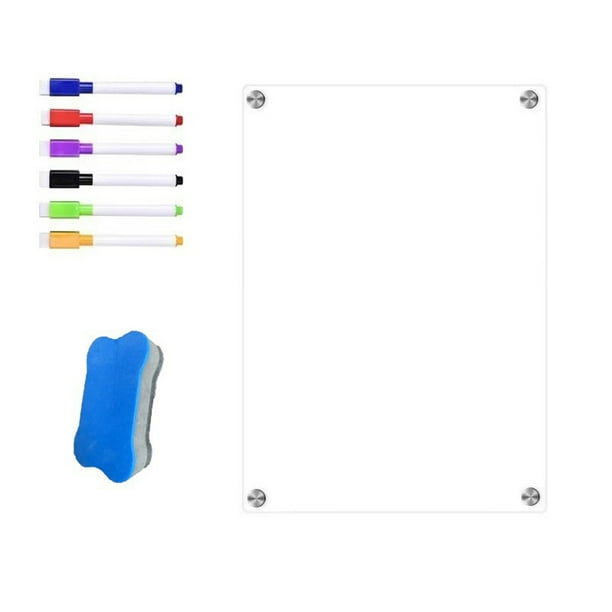 Matsuzay Tablero acrílico 6 borradores de bolígrafos magnéticos, calendario semanal de 30 x 20 cm con tablero borrable para hacer / Almacenamiento y organización del hogar